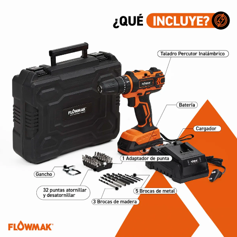 TALADRO INALAMBRICO 10MM + 1 BATERÍA 18V 2AH