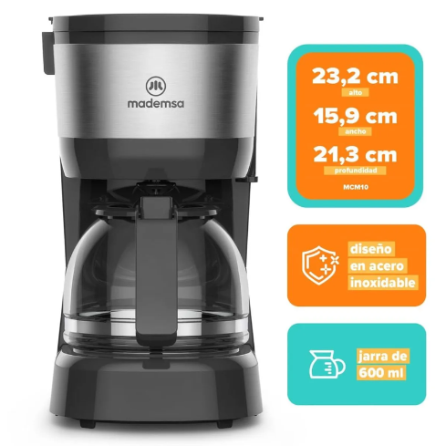 CAFETERA ELECTRICA 600W MCM10 INOX