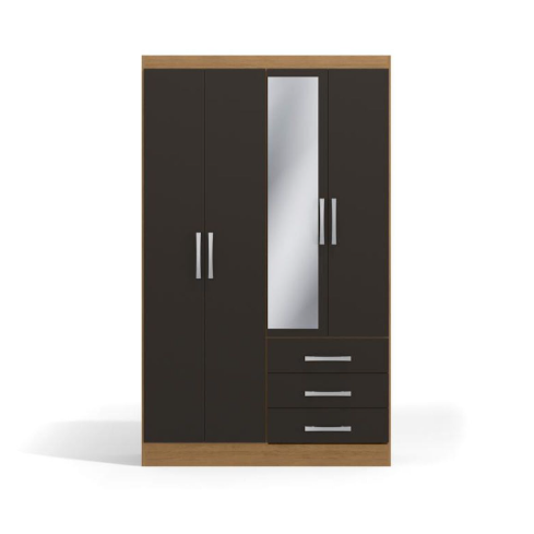 CLOSET AMELIA S484 4P 3C NEGRO C/ESPEJO