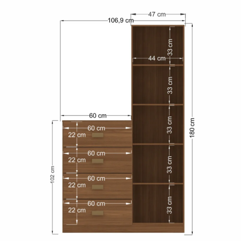 COMODA ESTILO 1 P 4 C JATOBA