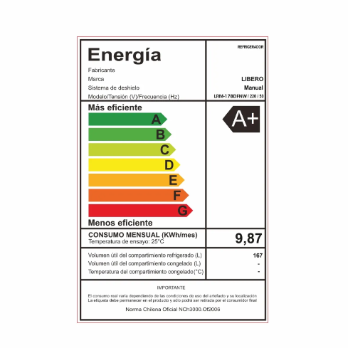 REFRIGERADOR LRM-178DFNW DISP 167LT