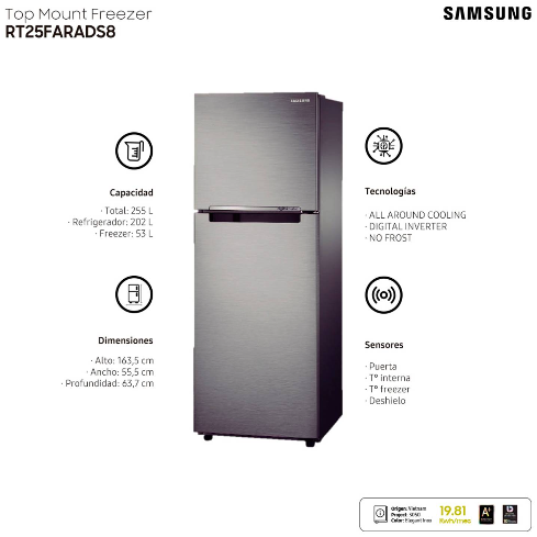 REFRIGERADOR SAMSUNG RT25FARADS8/ZS