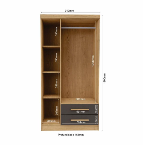 CLOSET LETICIA Y443 3P 2C TITANIO ANGELIN 