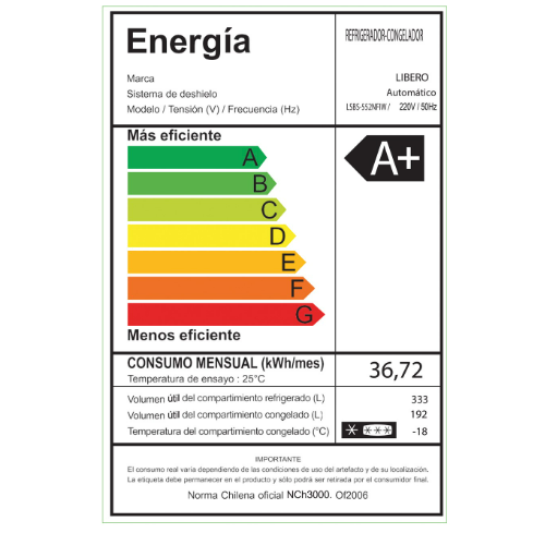 REFRIGERADOR SIDE BY SIDE LSBS-552NFI 525L DISP