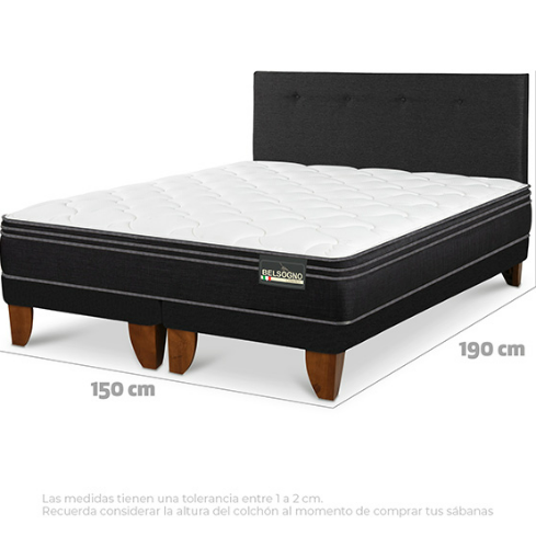 CAMA EUROPEA BELSOGNO PREMIUM 2 PZA RESP. NEGRO