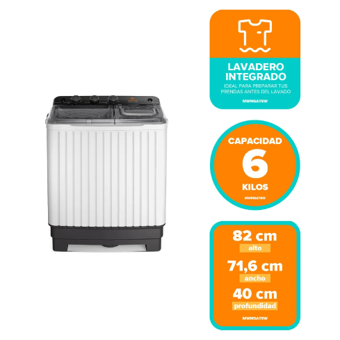 LAVADORA SEMI AUTOMATICA 6KL CARGA SUPERIOR