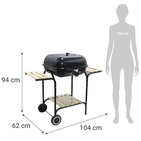 PARRILLA A CARBÓN 62X104 NEGRA