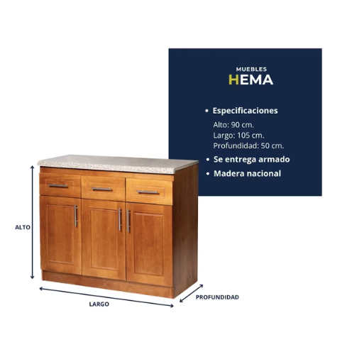 MUEBLE BASE 3 PUERTAS 1,05M. 