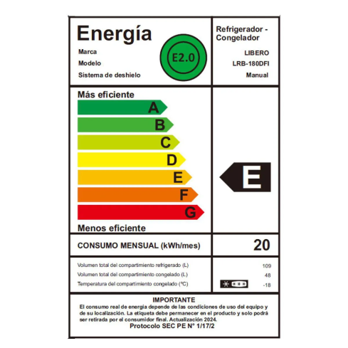 REFRIGERADOR COMBI DIRECTO LRB-180DFI 157 LT