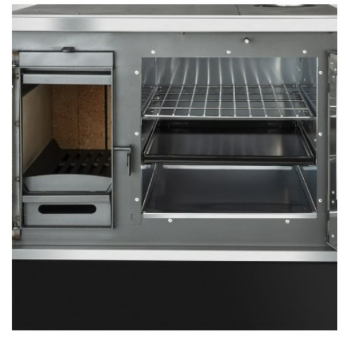 COCINA A LEÑA COMBUSTION LENTA ALLEGRA NEGRO + KIT DE CAÑONES