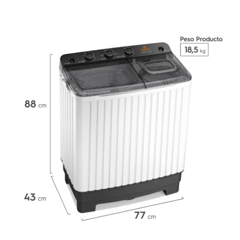 LAVADORA SEMI AUTOMATICA 9KL CARGA SUPERIOR
