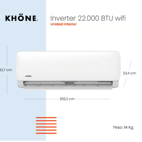 AIRE ACONDICIONADO SPLIT INVERTER 22000BTU KHONE