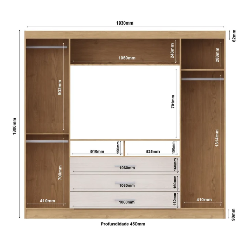 CLOSET 2P 3C TRINIDAD G584 PREFIJO NEGRO MATE