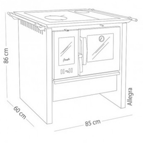 COCINA A LEÑA COMBUSTION LENTA ALLEGRA NEGRO + KIT DE CAÑONES