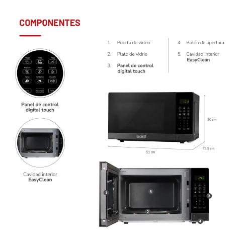 HORNO MICROONDAS HEAT TOUCH 30 LTS TH-MW30DN