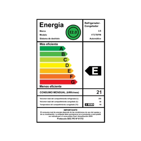 REFRIGERADOR TOP MOUND NO FROST 266 LTS VT27BPM