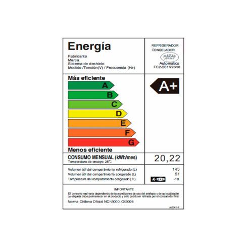 REFRIGERADOR NO FROST 196 LTS