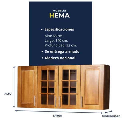 MUEBLE AEREO 4 PUERTAS CARAMELO