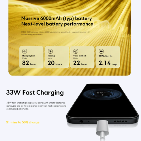 CELULAR XIAOMI POCO C85 EU 6GB RAM 128GB ROM BLACK