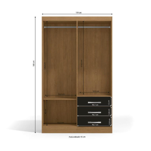 CLOSET AMELIA S484 4P 3C NEGRO C/ESPEJO