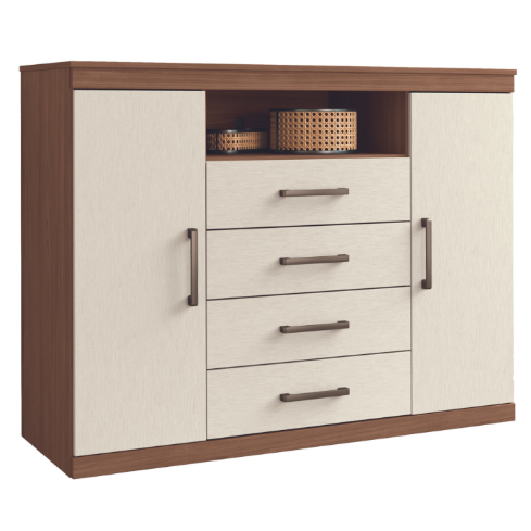 COMODA MASTER 2 PUERTAS 4 CAJONES JATOBA/ARENA