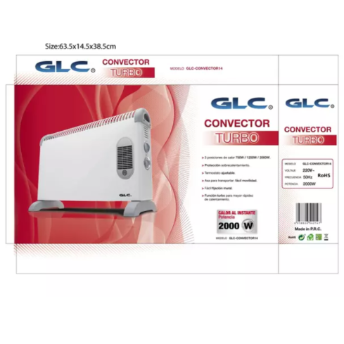 ESTUFA ELECTRICA CONVECTOR CON TURBO 14
