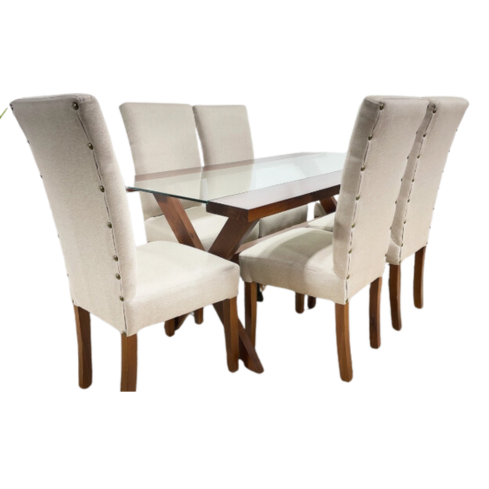 COMEDOR BEGONIA 6S LINO CHOCO CREAM