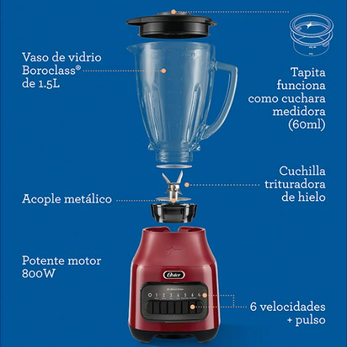 LICUADORA OSTER BLSTPEG- RPB 800W 1,5LT
