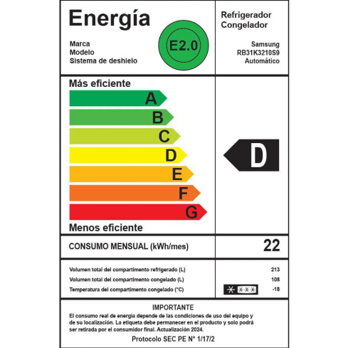 REFRIGERADOR SAMSUNG RB31K3210S9/ZS 311L