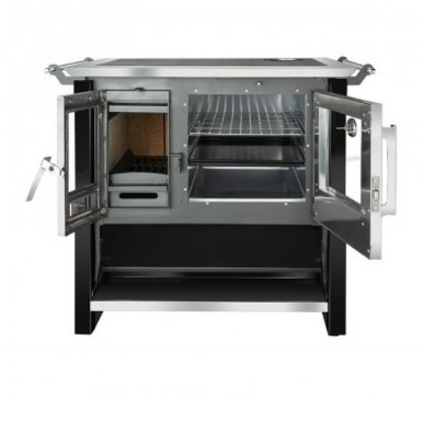 COCINA A LEÑA COMBUSTION LENTA ALLEGRA NEGRO + KIT DE CAÑONES