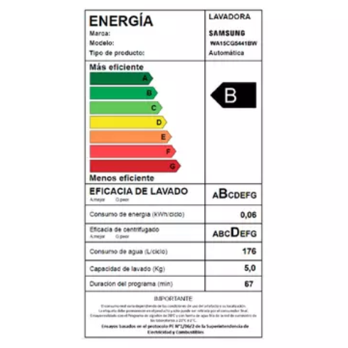 LAVADORA SAMSUNG WA15CG5441BWZS 15KG BLANCA