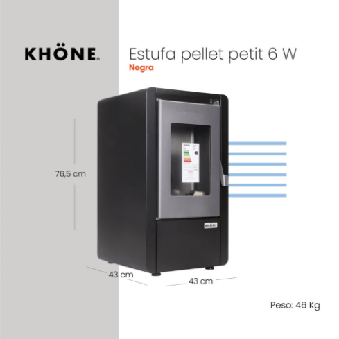 ESTUFA PELLET PETIT 6 NEGRA 6KW