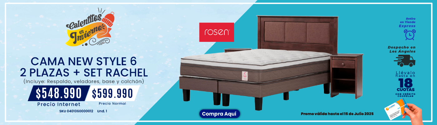 CAMA NEW STYLE 6 2 PLAZAS + SET RACHEL