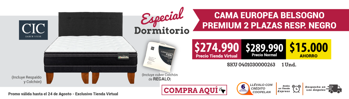 CAMA EUROPEA BELSOGNO PREMIUM 2 PZA RESP. NEGRO