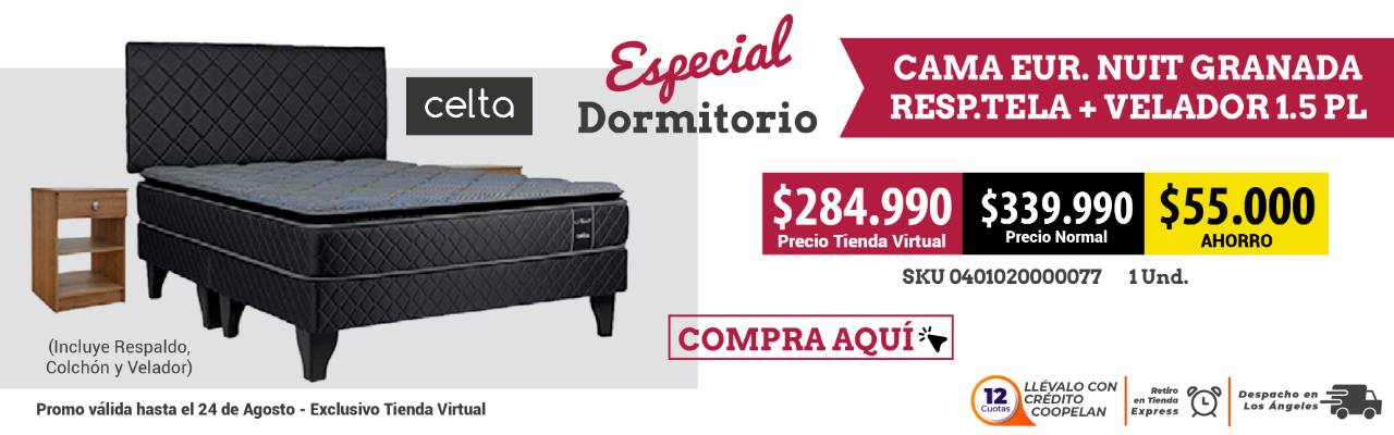 CAMA EUR. NUIT GRANADA RESP.TELA + VELADOR 1.5 PL